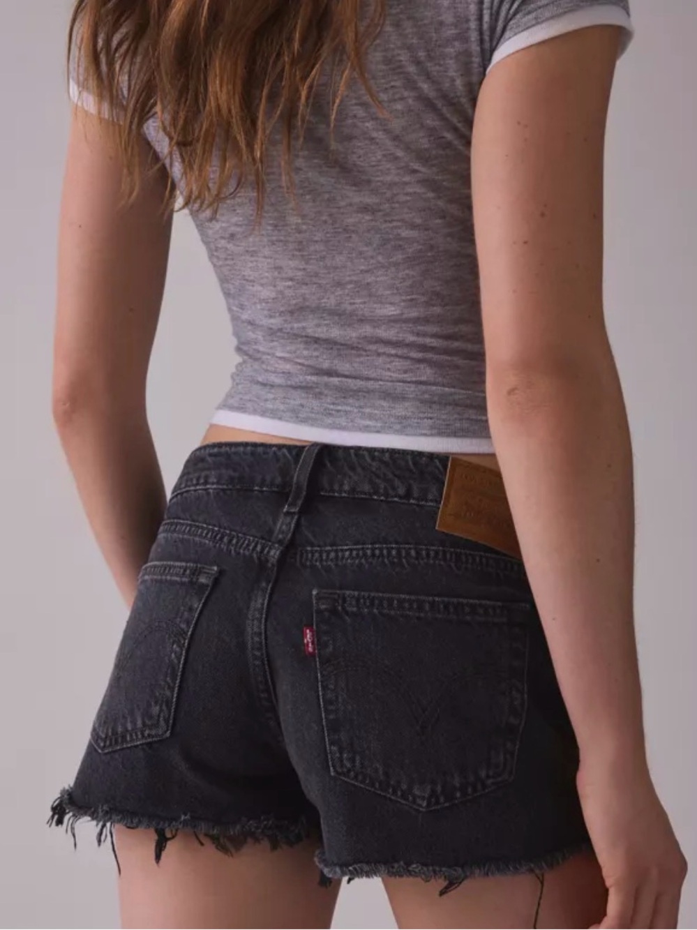 Levi's Black Frayed Hem Denim Shorts
